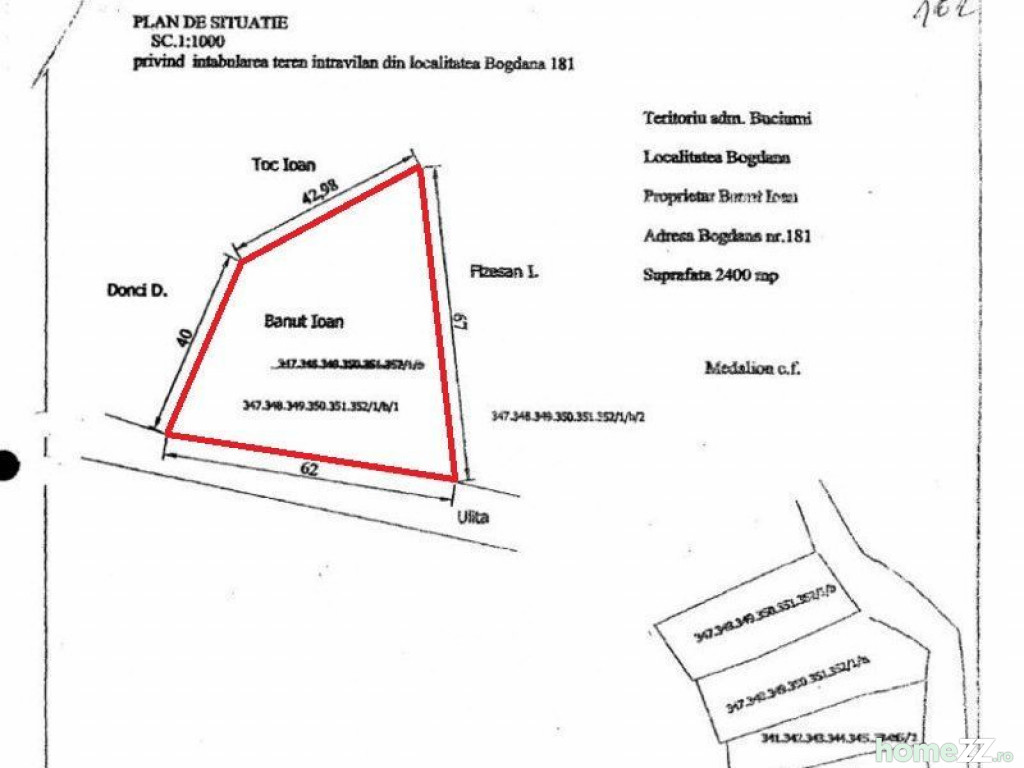 ID 7373: Teren intravilan 2.400 mp - Buciumi, Jud. Salaj