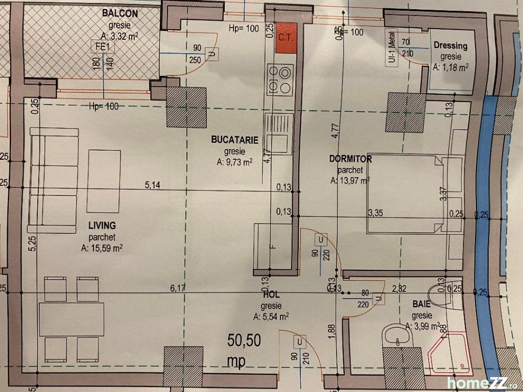 Zamca-Bloc Nou- 2 camere decomandat,50,5mp