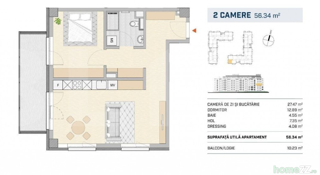 Apartament 2 camere, Semicentral