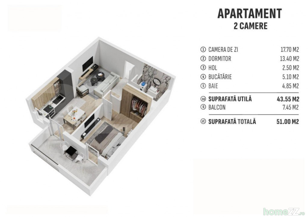 Apartament 2 camere, Centura