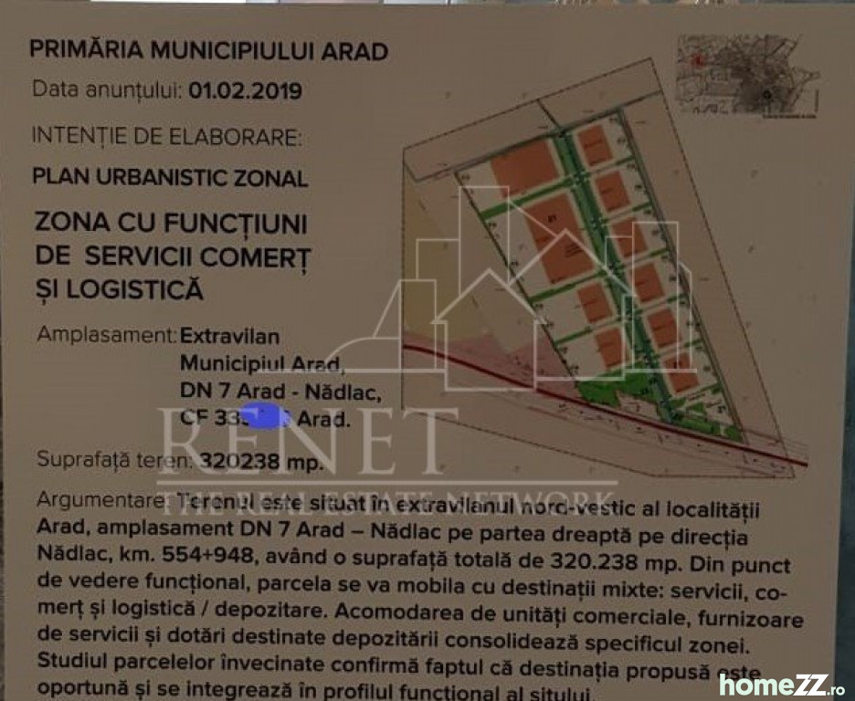 Teren pentru Proiect Parc Industrial- Arad E 68