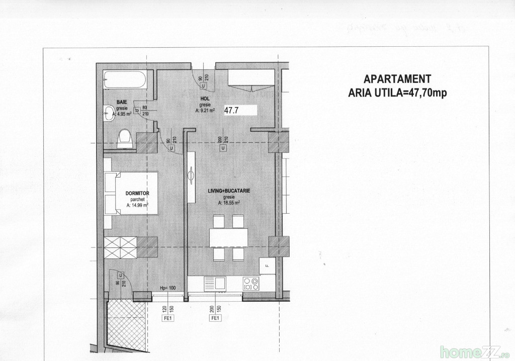 Zamca-Bloc Nou- 2 camere decomandat,47,70mp