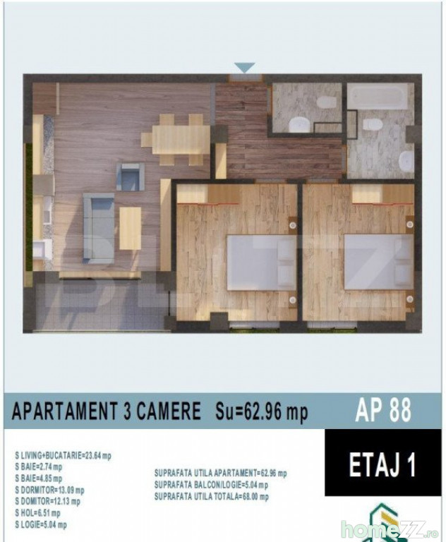 Apartament 3 camere, Calea Moldovei