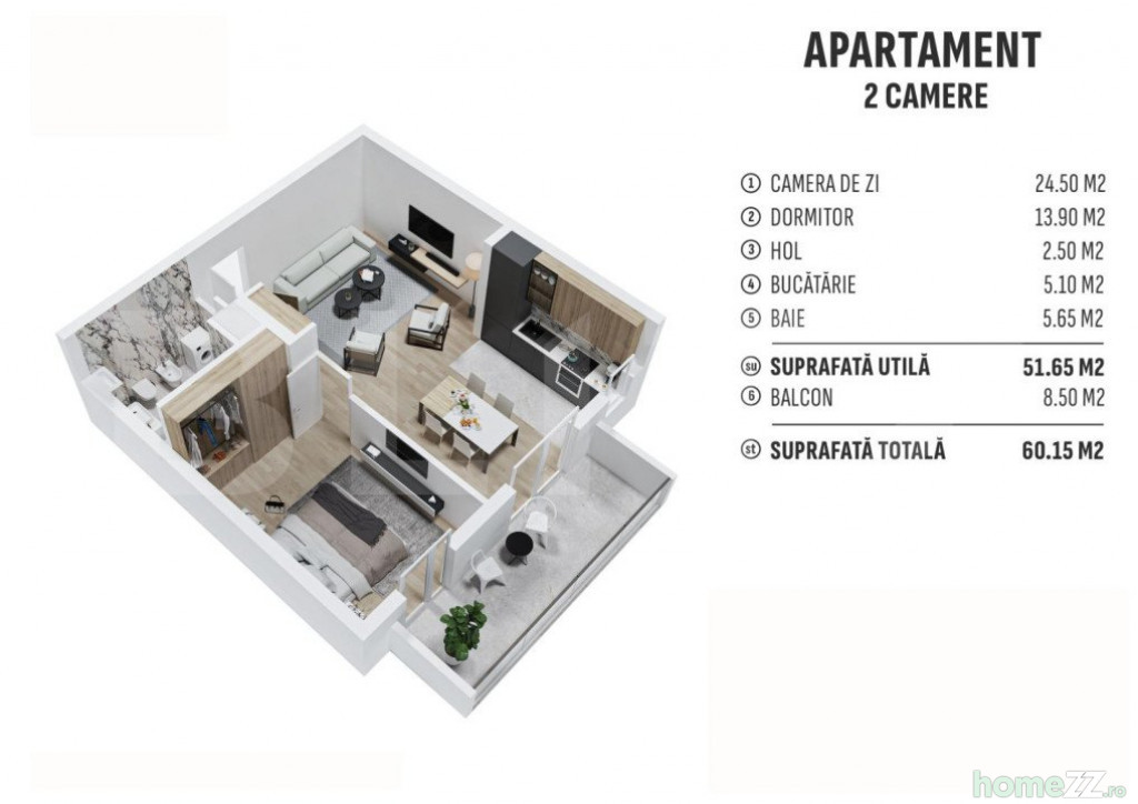 Apartament 2 camere, Centura