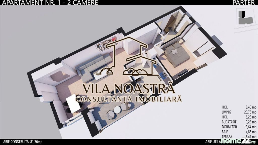 Apartament 2 camere, Cetatuia