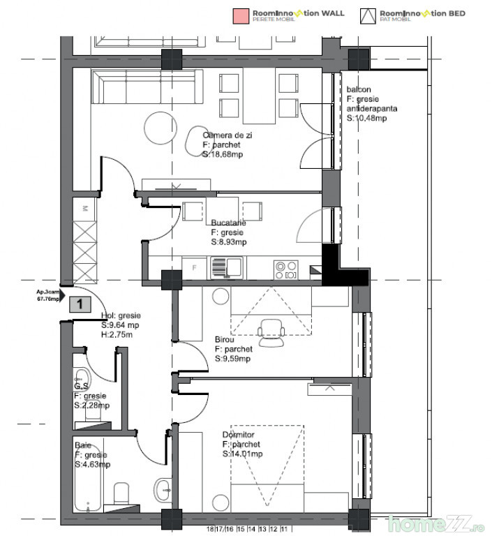 Apartament 3 camere, Avantgarden, comision 0%