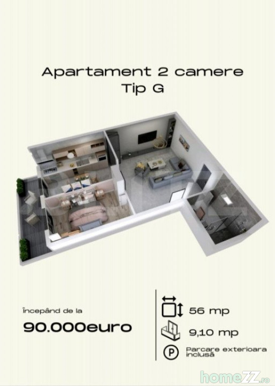 Apartament 2 camere, Torontalului