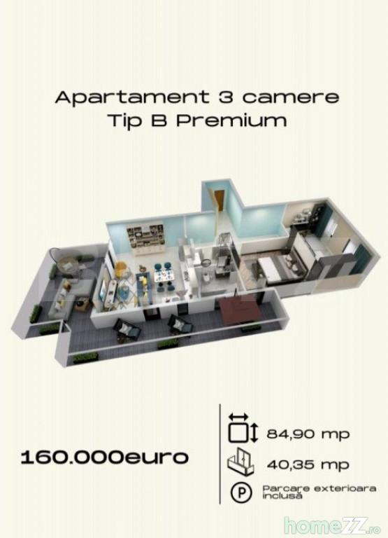 Apartament 3 camere, Torontalului