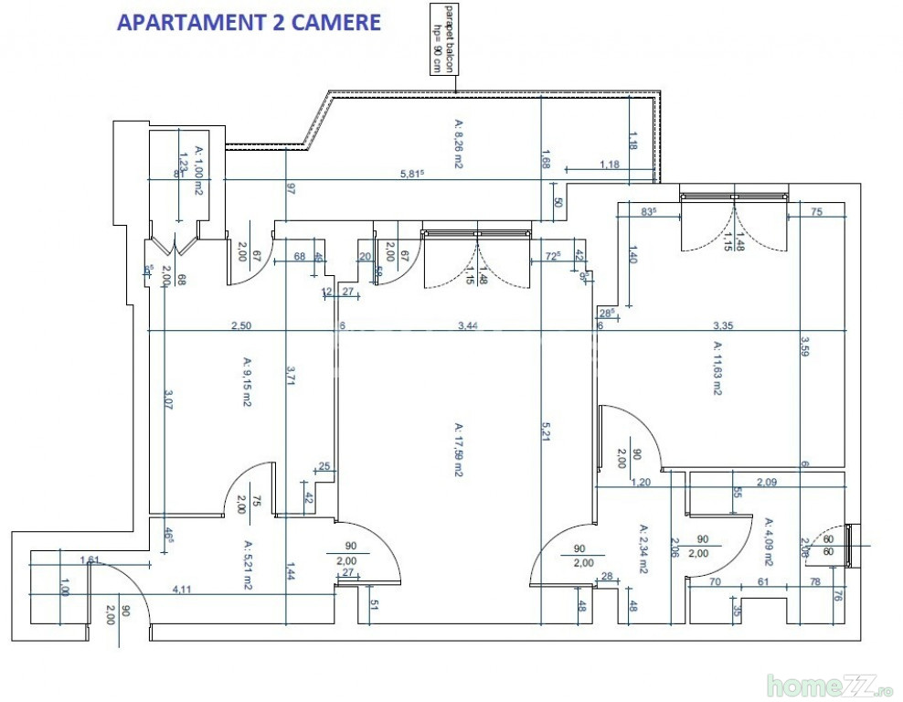 Apartament 2 camere, Centrul Civic