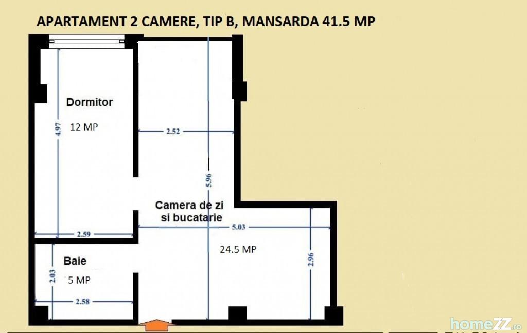 Apartament 2 camere, Central