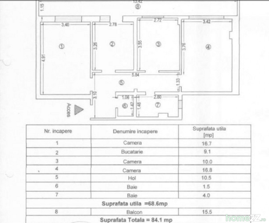 Apartament 3 camere, Faleza Nord