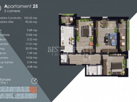 Apartament superb 3 camere complet decomandate Direct Dezvol