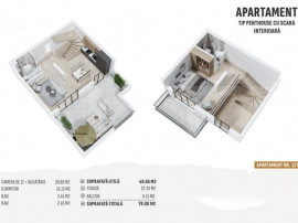 Apartament tip penthouse ultrafinisat, 50mp, terasa 22 mp