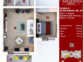 Studio 45 mp +balcon