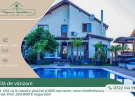 Vilă cu 5 camere, piscină și 805 mp teren, zona Vladimire