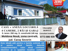 MOLDOVA NOUA, zona centrala, Casa 4 camere, 2 bai si garaj