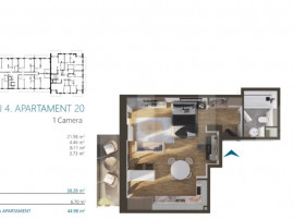 Apartament o camera, 40 mp, etajul 4, zona Elite