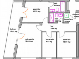 Apartament modern cu 3 camere, balcon si dressing - bloc nou