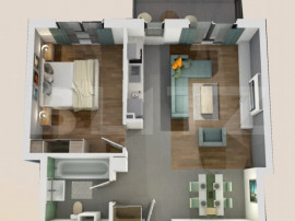 Apartament 2 camere, bloc nou, semifinisat, 54 mp, zona Vivo