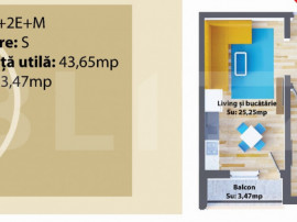 Apartament 2 camere, 43,65 mp, bloc nou, zona Ipotesti