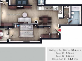 Apartament 3 camere, 2bai, 2 balcone, CF, parcare subterana,