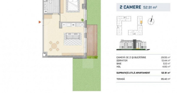 Apartament 2 camere, finisat cu gradina in zona SEMICENTRALA