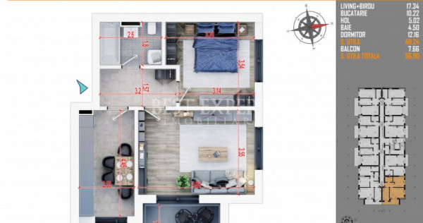 2 camere decomandate bloc intim -Parcare Bonus