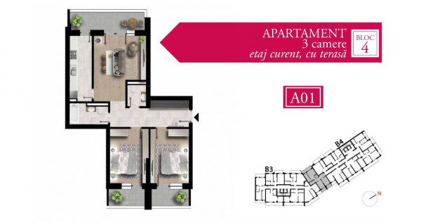 Apartament 3 camere, faza 3 Maniu 141, la 3 minute de Metrou Pacii