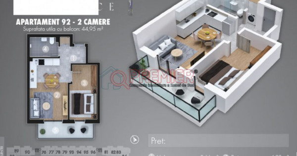 Pasarela Metrou Berceni - 2 camere 57780 euro