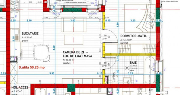 Apartament cu 2 camere, finisat, 50 mp utili, etaj II, zona