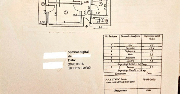 Apartament 2 camere,etaj 2, zona Ciuperca- Maratei