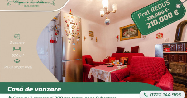 Casa cu 2 camere si 900 mp teren, zona Subcetate, Arad