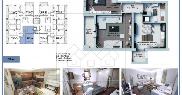 Ap. decomandat, 2 camere, 2 balcoane, finisat la cheie, bloc