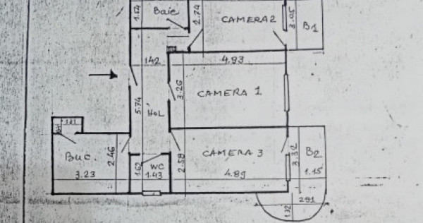 Apartament 3 camere, etajul 1, Gara- Fostul Billa