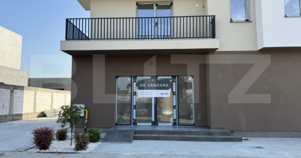 Spațiu comercial parter bloc nou, 60 mp, vitrină, parcare,