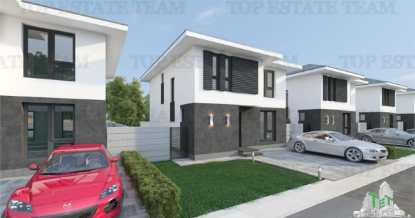 Vila moderna individuala cu 5 camere , 3 bai , Living open s