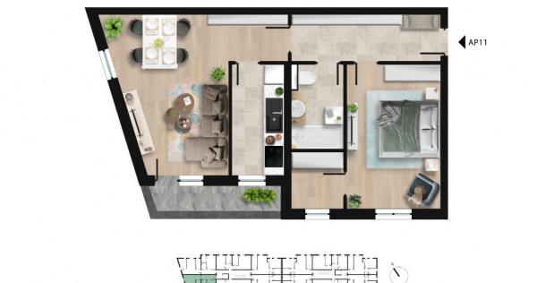 Apartament cu 2 camere Complex Rezidential Lacul Morii 19