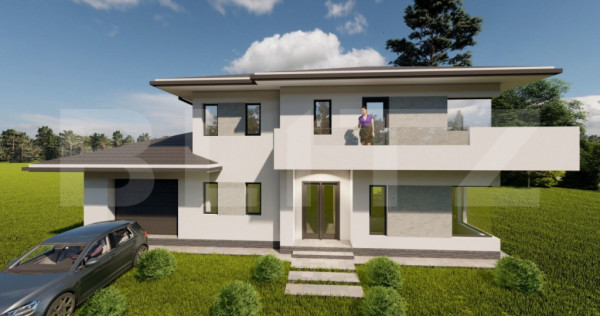 Casa individuala cu garaj, teren 500 mp, la intrare in chint