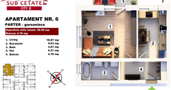 Garsoniera in cartier SUBCETATE si cu credit bancar