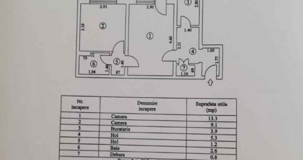 Apartament 2 camere confort 2, zona Viziru 1, etaj 3.