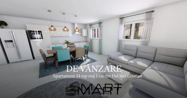 Apartament 54 mp etaj 1 cartier Davinci