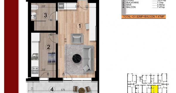 Metrou Berceni - garsoniera in bloc nou cu centrala proprie