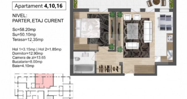 Apartament 2 camere în bloc nou – finalizare primăvara
