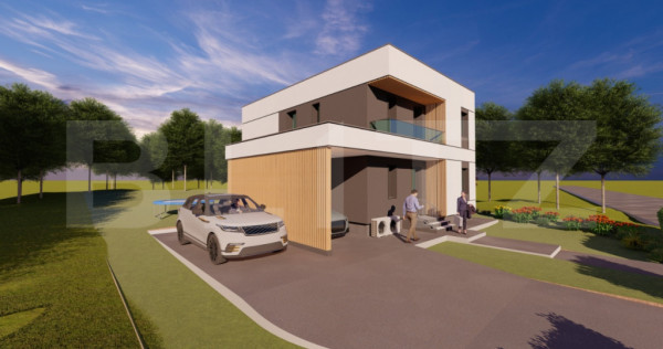 Casa moderna, la standard NZEB, 800 mp teren, Sopor