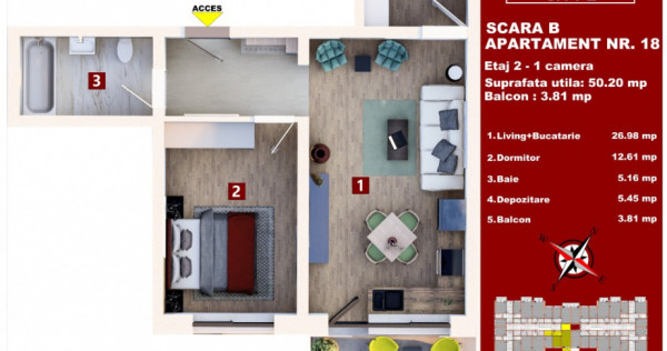 Studio 50 mp + balcon