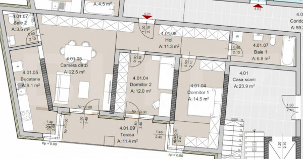 Apartament 3 camere 2 bai, 80 mp, Constructie Noua, Zona The