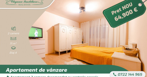 Apartament 2 camere decomandat cu centrala proprie, zona 700