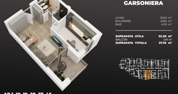 Garsoniera dec 3min metrou Berceni