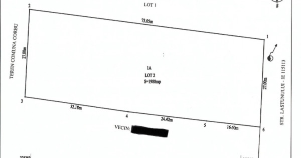Teren intravilan 1.988 mp &ndash; Corbu, Str. Lăstunului