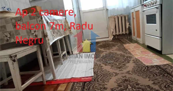 SPATIOS 57 mp! 2 camere, etaj 2, balcon 7 m, Radu Negru